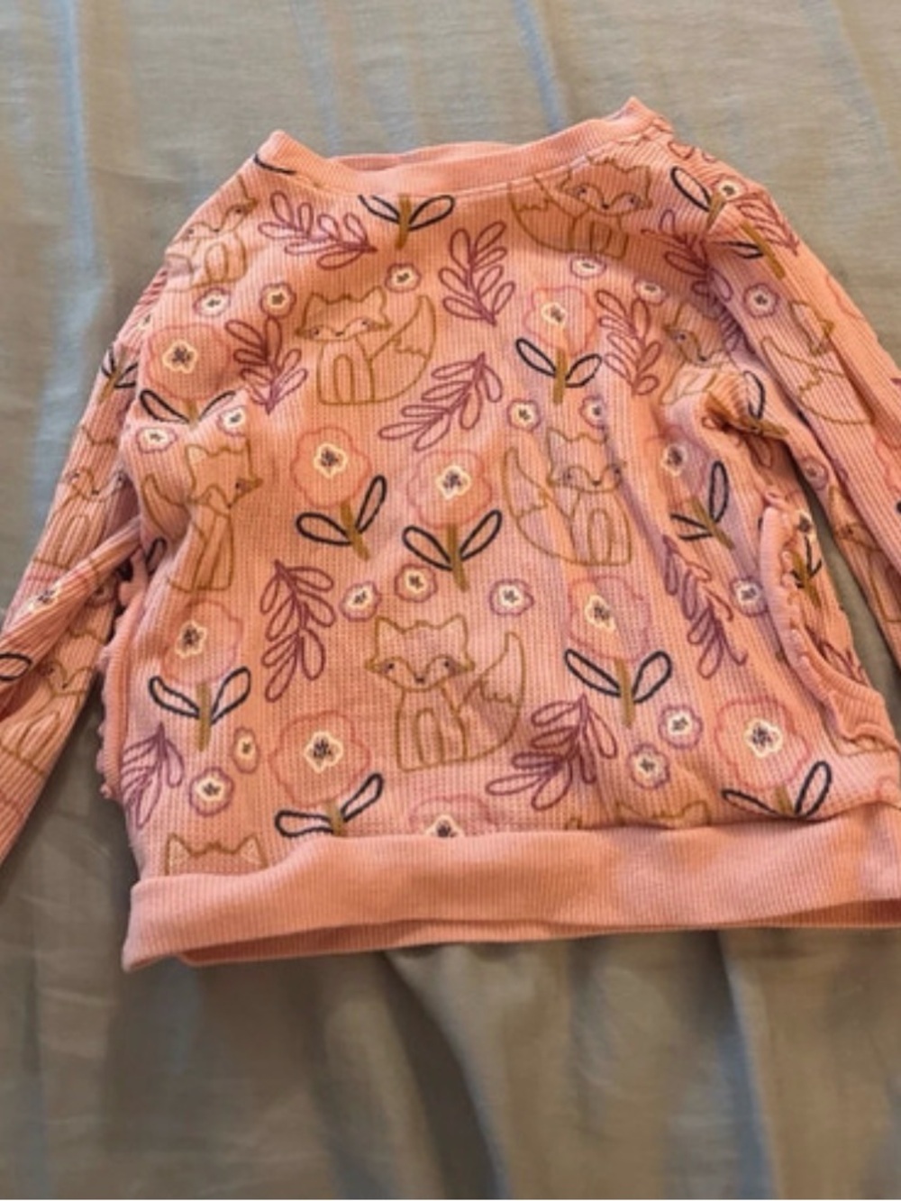 Pink Fox Print Kids Sweater